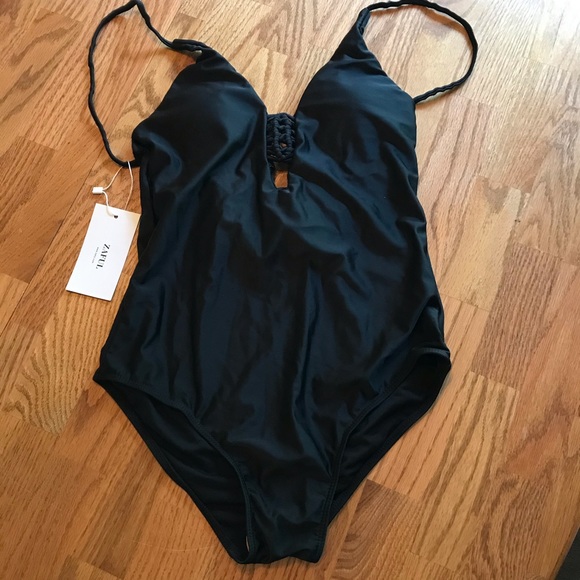 NWT Zaful Black Spaghetti Strap Swimsuit (L) - Picture 5 of 16